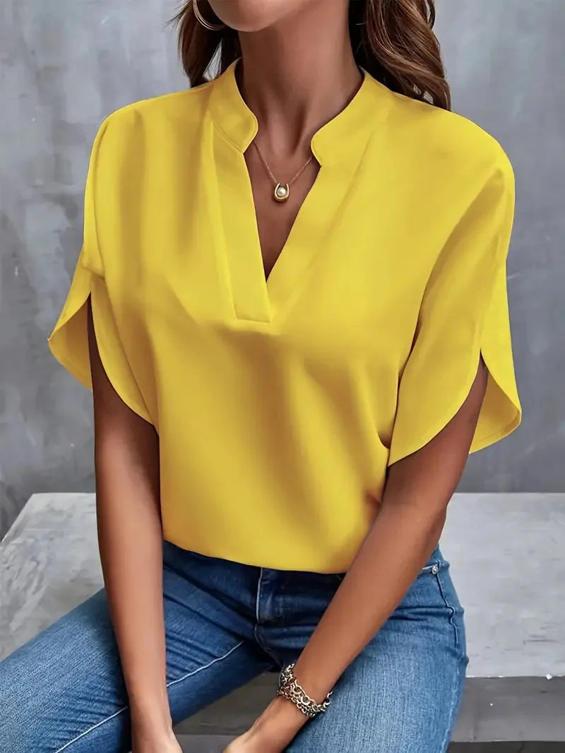 Dahlia | Elegant V-Neck Blouse in Soft Fabric