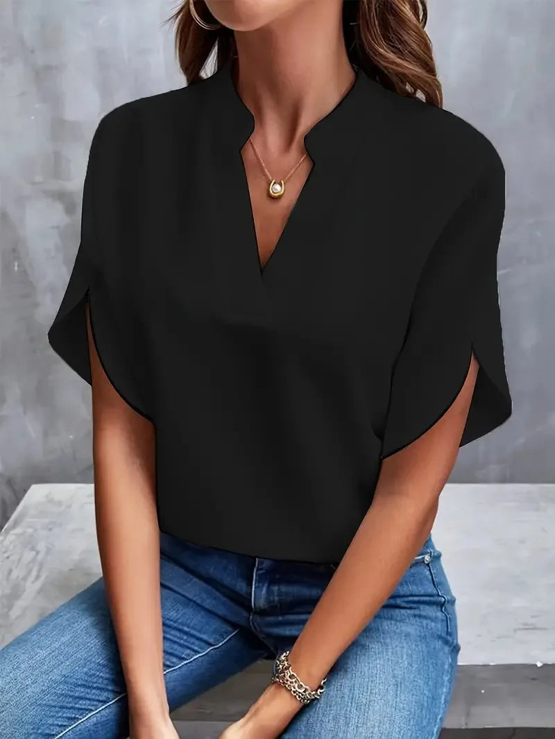 Dahlia | Elegant V-Neck Blouse in Soft Fabric