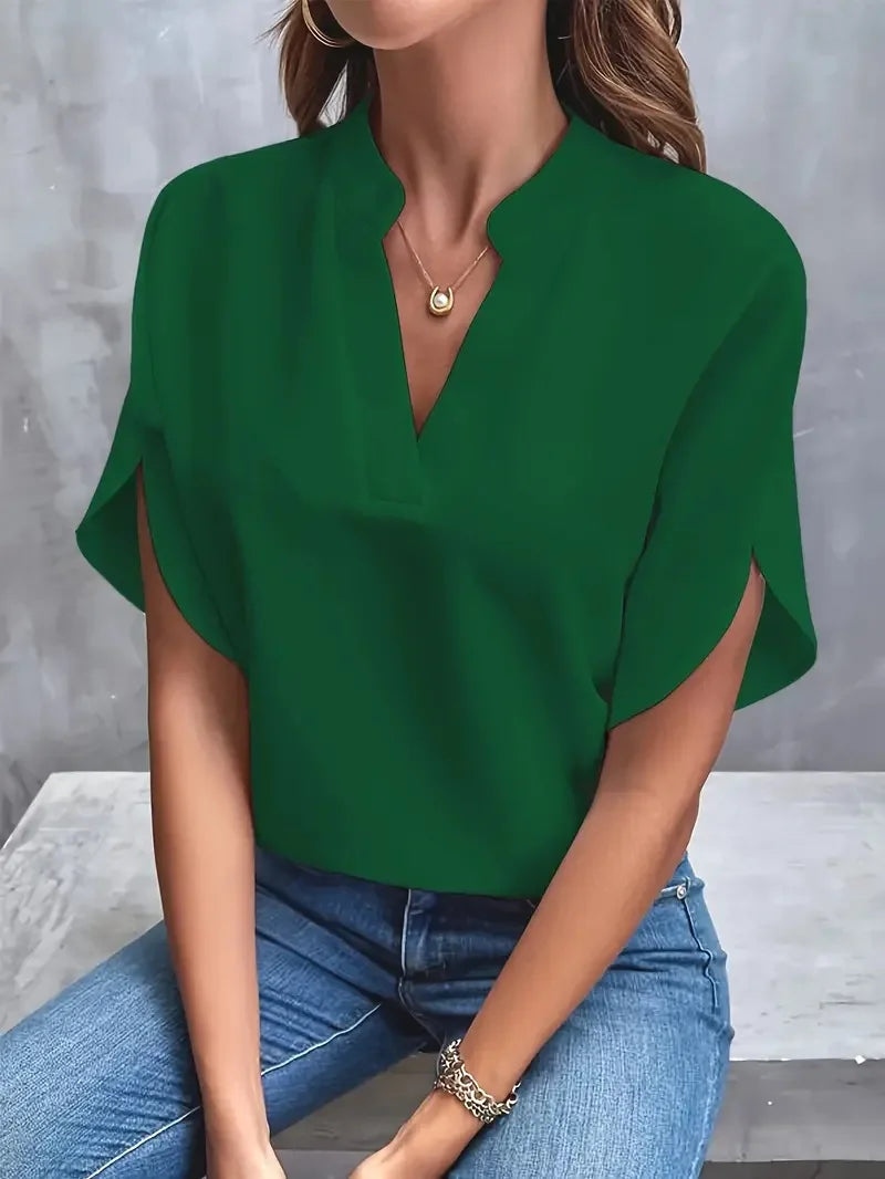 Dahlia | Elegant V-Neck Blouse in Soft Fabric