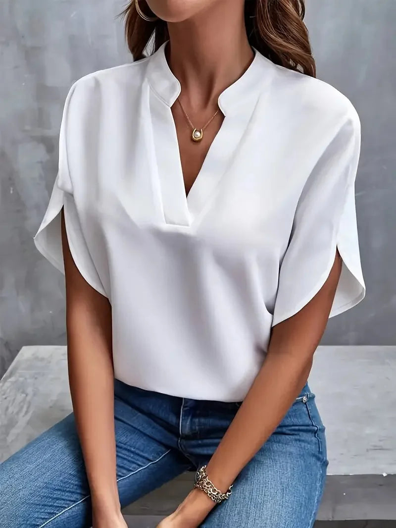 Dahlia | Elegant V-Neck Blouse in Soft Fabric