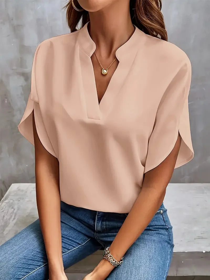 Dahlia | Elegant V-Neck Blouse in Soft Fabric