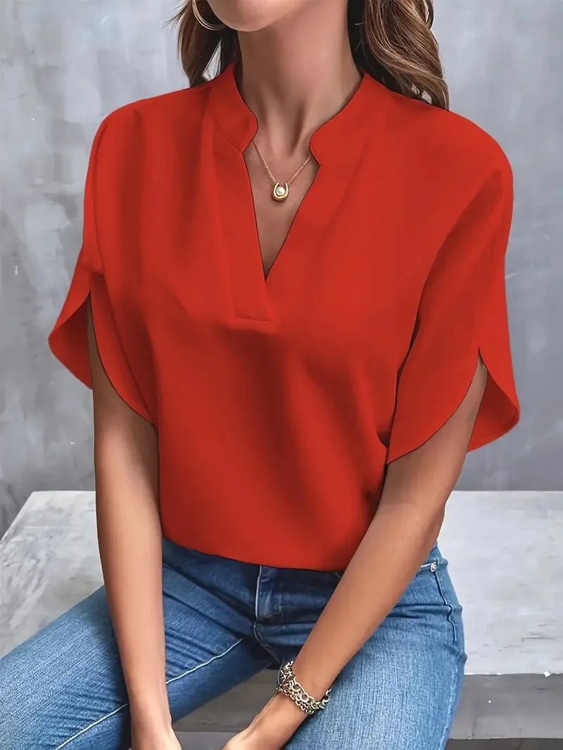 Dahlia | Elegant V-Neck Blouse in Soft Fabric