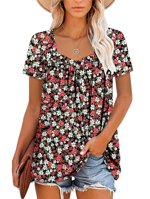 Diana | Comfortable Short-Sleev Printed Top