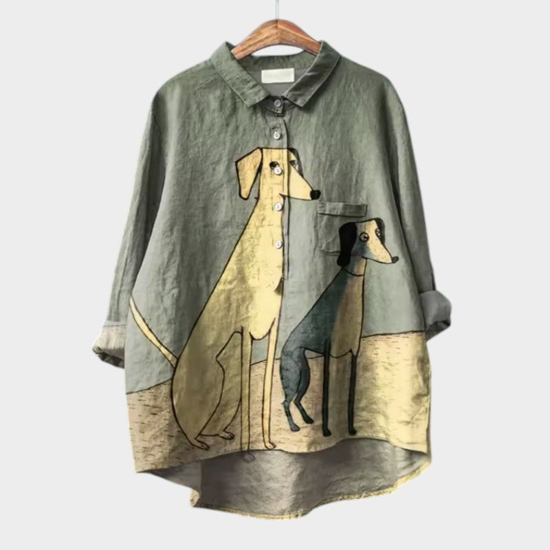 Veronica | Oversized Shirt with Dog Graphics