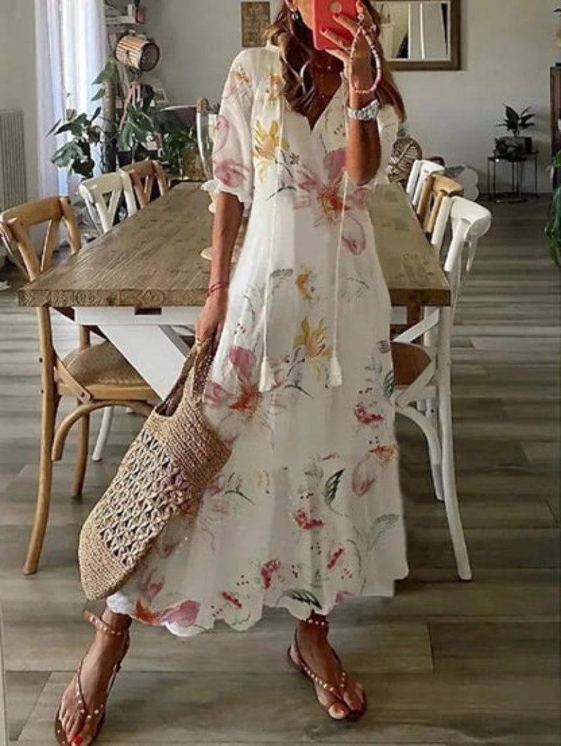 Catherine | Vintage-Inspired Boho V-Neck Dress