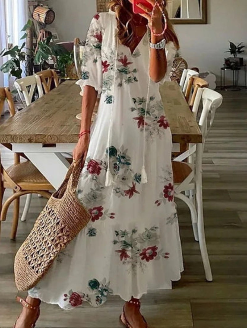 Catherine | Vintage-Inspired Boho V-Neck Dress