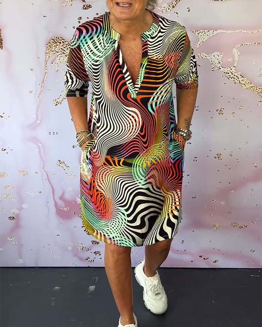 Jennifer | Vibrant V-Neck Dress